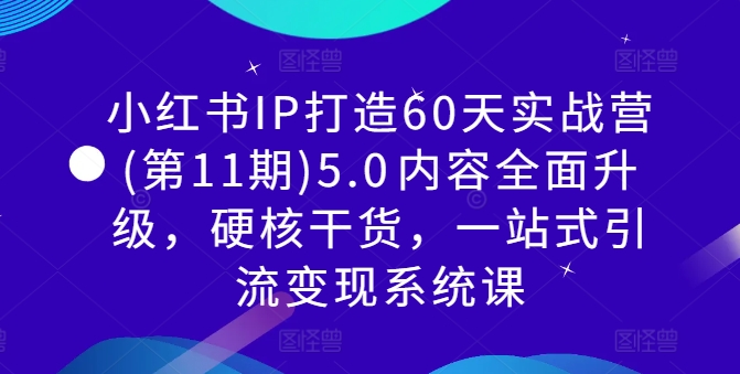 小红书IP打造60天实战营(第11期)5.0​内容全面升级，硬核干货，一站式引流变现系统课-缘艺创业网