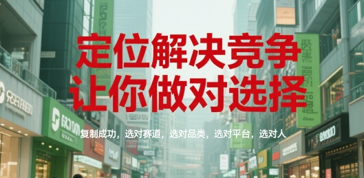 定位解决竞争，让你做对选择，复制成功，选对赛道，选对品类，选对平台，选对人-缘艺创业网