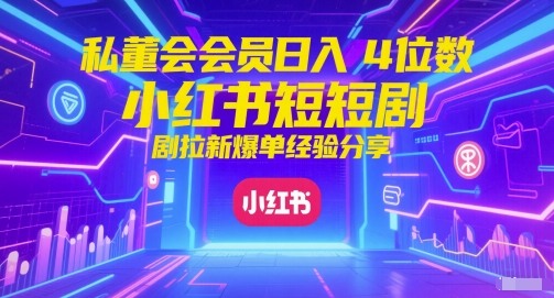 私董会会员日入4位数小红书红果短剧拉新爆单经验分享-缘艺创业网