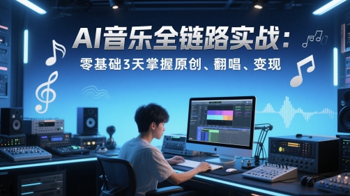 AI音乐全链路实战变现课：零基础3天掌握原创、翻唱、变现-缘艺创业网