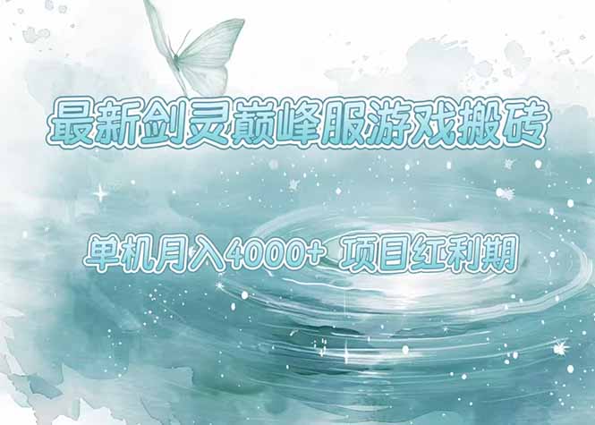 最新剑灵巅峰服游戏搬砖，项目红利期，单机稳定4000+操作简单好上手-缘艺创业网