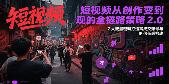 短视频从创作到变现的全链路策略2.0，7大流量密码构建IP信任感打造高成交账号-缘艺创业网