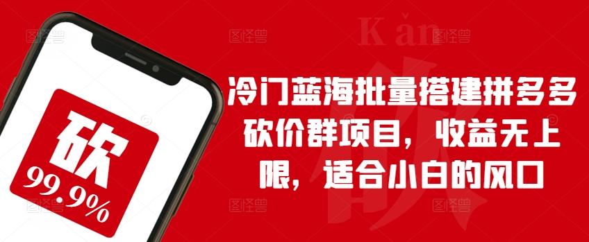 冷门蓝海批量搭建拼多多砍价群项目，收益无上限，适合小白的风口【揭秘】-缘艺创业网