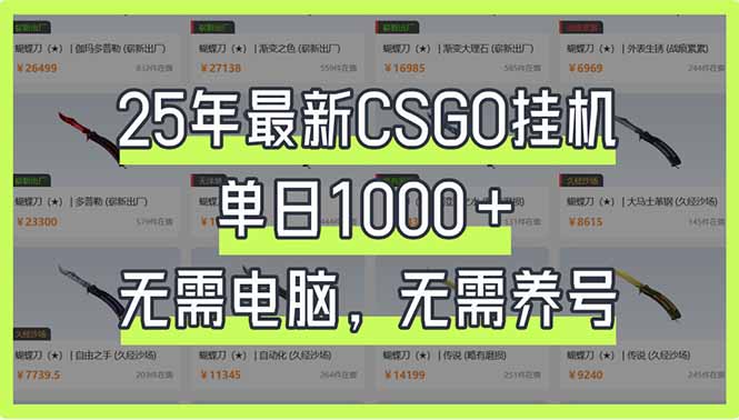 25年最新CSGO挂机系统，单日1000+，无需电脑，无需养号，0基础可上手-缘艺创业网