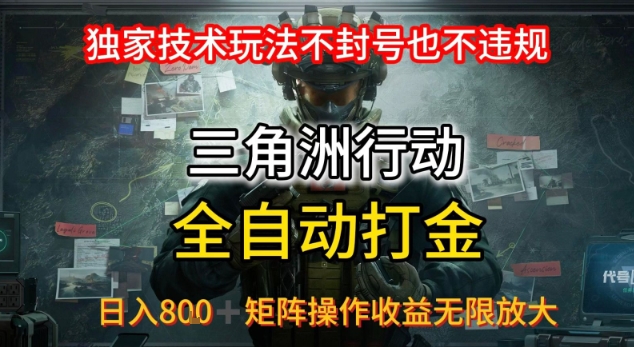 三角洲最新全自动G机，独家技术玩法，不封号也不违规， 日入8张+可矩阵操作，收益无限放大【揭秘】-缘艺创业网