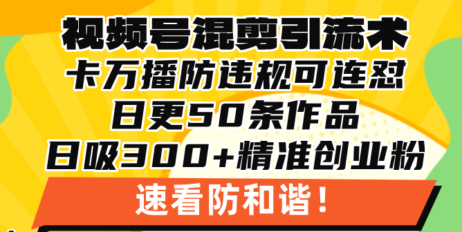 视频号混剪引流技术，500万播放引流17000创业粉，操作简单当天学会-缘艺创业网