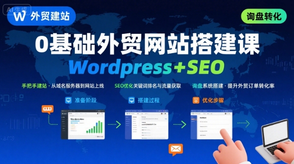 WordPress外贸建站+SEO优化课程，手把手教你从0到1搭建可获得询盘的外贸网站-缘艺创业网