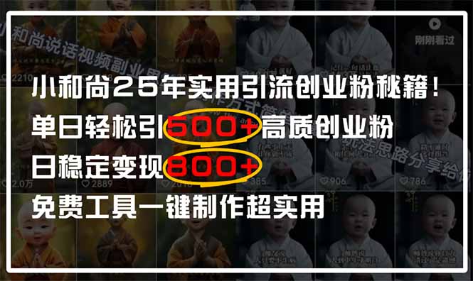 小和尚2025年实用引流秘籍！单日轻松引500+高质量创业粉，日变现800+，…-缘艺创业网