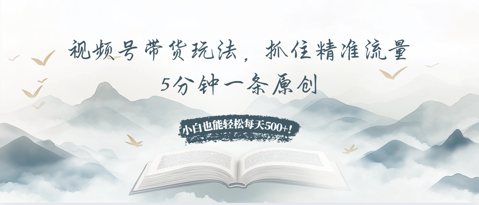 视频号带货玩法，抓住精准流量，5分钟一条原创，小白也能轻松每天500+！-缘艺创业网