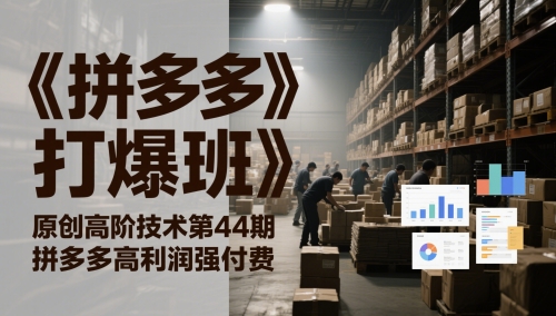 《拼多多打爆班》原创高阶技术第44期，拼多多高利润强付费-缘艺创业网
