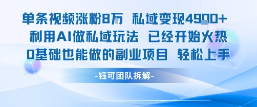 单条视频私域变现4.9k+利用AI做私域玩法 已经开始火热0基础也能做的副业项目轻松上手-缘艺创业网