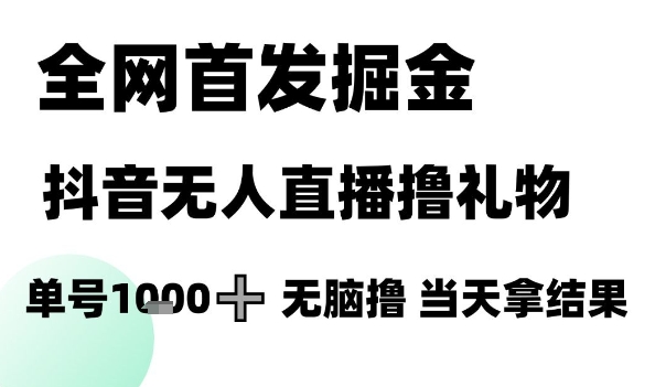 全网首发掘金抖音无人直播撸礼物，单号1k +无脑撸，当天拿结果【揭秘】-缘艺创业网