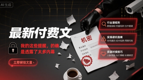 最新付费文：我的这些提醒，的确是透露了太多内幕-缘艺创业网