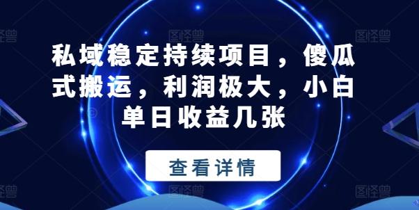 私域稳定持续项目，傻瓜式搬运，利润极大，小白单日收益几张【揭秘】-缘艺创业网