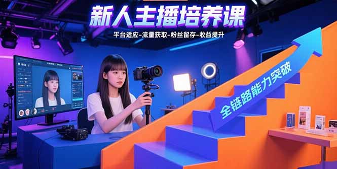 新人主播培养课：平台适应-流量获取-粉丝留存-收益提升 全链路能力突破-缘艺创业网