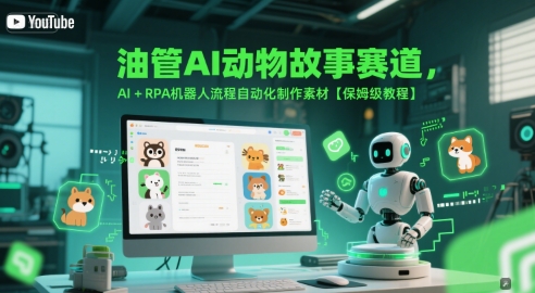 油管AI动物故事赛道，AI+RPA机器人流程自动化制作素材【保姆级教程】-缘艺创业网