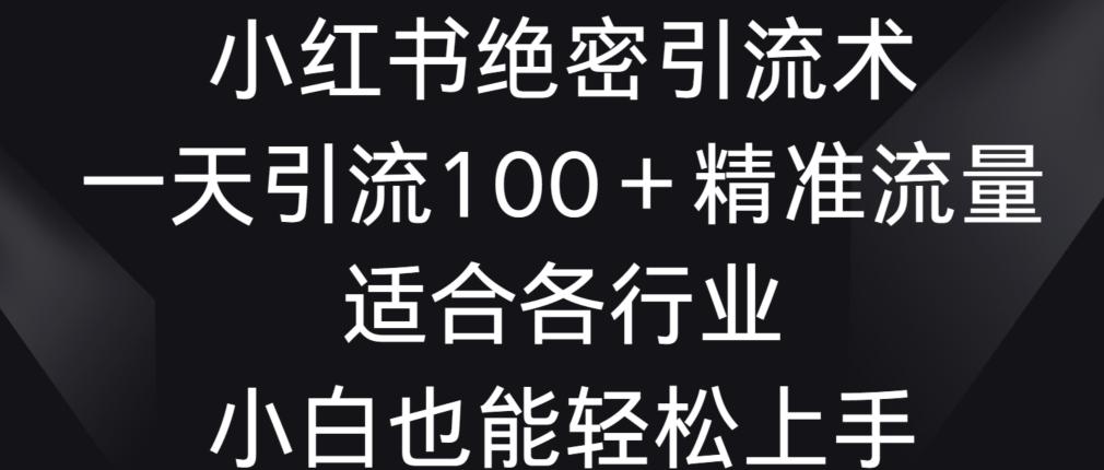 小红书绝密引流术，一天引流100+精准流量，适合各个行业，小白也能轻松上手【揭秘】-缘艺创业网
