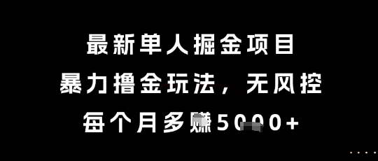 最新单人掘金项目，暴力撸金玩法，无风控，每个月多挣5k+【揭秘】-缘艺创业网