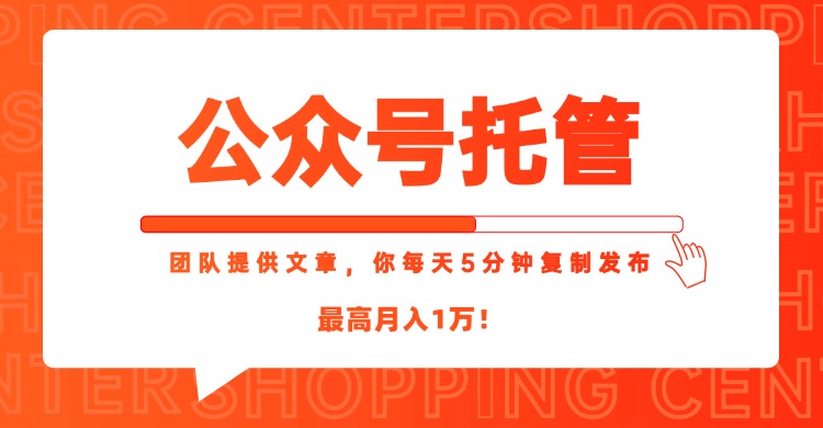 【公众号托管 】我提供文章，你每天５分钟复制发布，最高月入1W-缘艺创业网