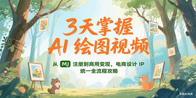 3天掌握AI绘图视频，从MJ 注册到商用变现，电商设计IP统一全流程攻略-缘艺创业网