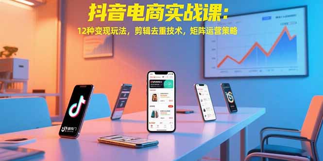 抖音电商实战课：12种变现玩法，剪辑去重技术，矩阵运营策略-缘艺创业网