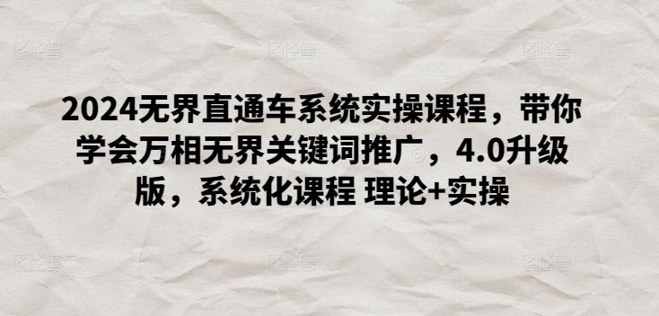 2024无界直通车系统实操课程，带你学会万相无界关键词推广，4.0升级版，系统化课程 理论+实操-缘艺创业网