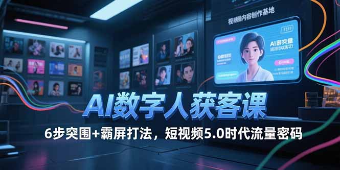 AI数字人获客课，6步突围+霸屏打法，短视频5.0时代流量密码-缘艺创业网