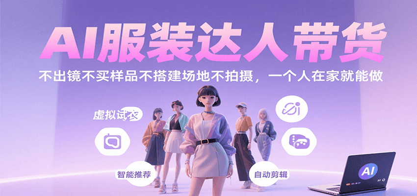 AI服装达人带货，不出镜不买样品不搭建场地不拍摄，一个人在家就能做-缘艺创业网
