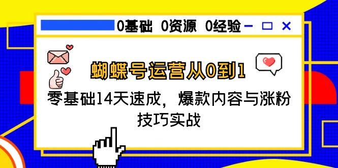 蝴蝶号运营从0到1，零基础14天速成，爆款内容与涨粉技巧实战-缘艺创业网