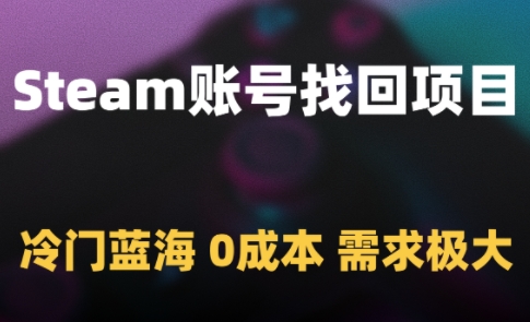 Steam账号找回项目，冷门蓝海，0成本，需求极大-缘艺创业网