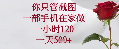 你只管截图，一部手机在家可以做，一小时120.一天5张+【揭秘】-缘艺创业网