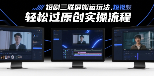 短剧三联屏搬运玩法，短剧搬运轻松过原创实操流程-缘艺创业网