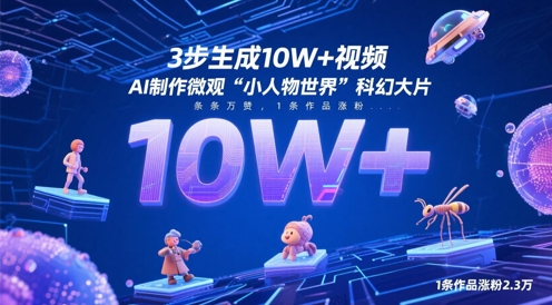 3步生成10W+视频，AI制作微观“小人物世界”科幻大片，条条万赞，1条作品涨粉2.3W-缘艺创业网