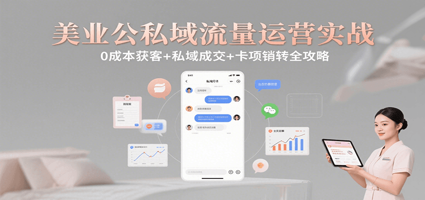 美业公私域流量运营实战：0成本获客+私域成交+卡项销转全攻略-缘艺创业网