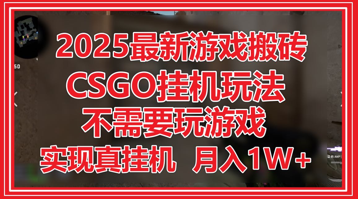 2025最新游戏搬砖，CSGO挂机，不需要玩游戏，实现真挂机，月入1W+-缘艺创业网