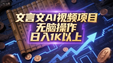 文言文AI视频项目，无脑操作，日入1K以上-缘艺创业网
