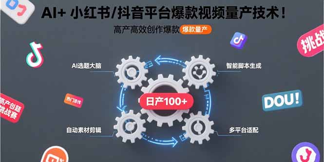 AI+小红书/抖音平台爆款视频量产技术：高产高效创作爆款视频！-缘艺创业网