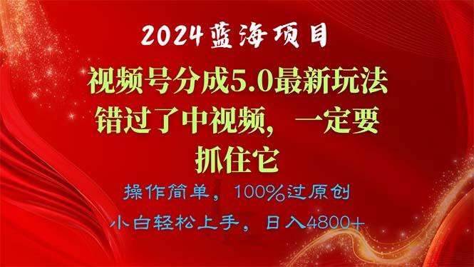 2024蓝海项目，视频号分成计划5.0最新玩法，错过了中视频，一定要抓住…-缘艺创业网