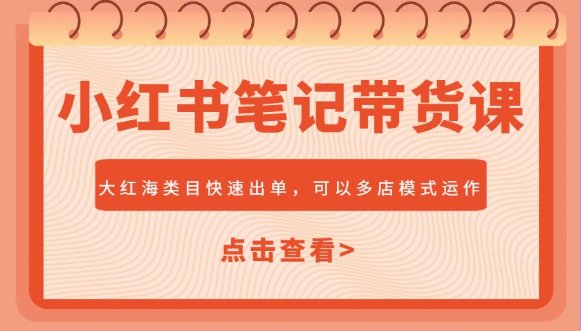 小红书笔记带货课，大红海类目快速出单，市场大，可以多店模式运作(更新)-缘艺创业网