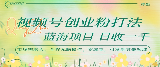 视频号创业粉打法，日入1k，蓝海项目，市场需求大，全程无脑操作，可复制-缘艺创业网