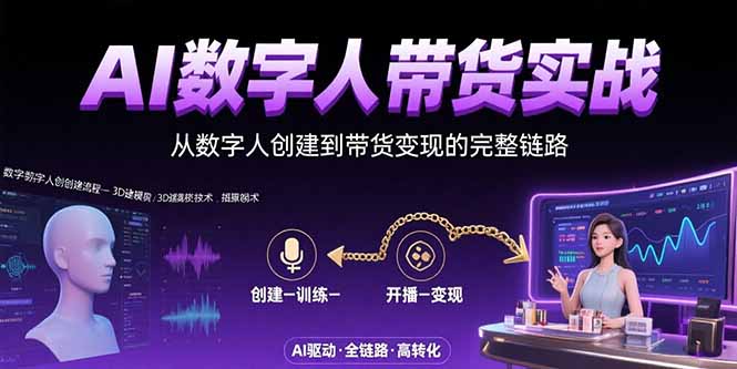 AI数字人+带货实战：从数字人创建到带货变现的完整链路-缘艺创业网
