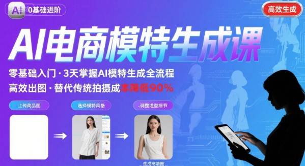 AI模特进阶课程，0基础高效生成逼真电商模特图-缘艺创业网