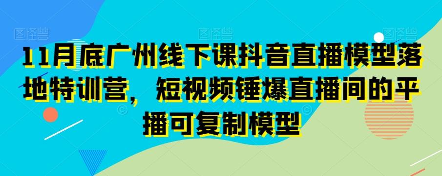 11月底广州线下课抖音直播模型落地特训营，短视频锤爆直播间的平播可复制模型-缘艺创业网