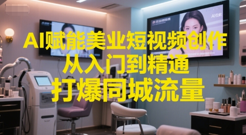 AI赋能美业短视频创作，从入门到精通，打爆同城流量，超级AI工具短视频实操落地-缘艺创业网