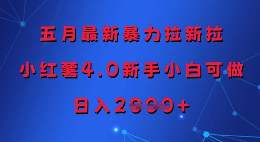 五月最新暴力拉新拉，小红薯4.0新手小白可做，日入多张-缘艺创业网