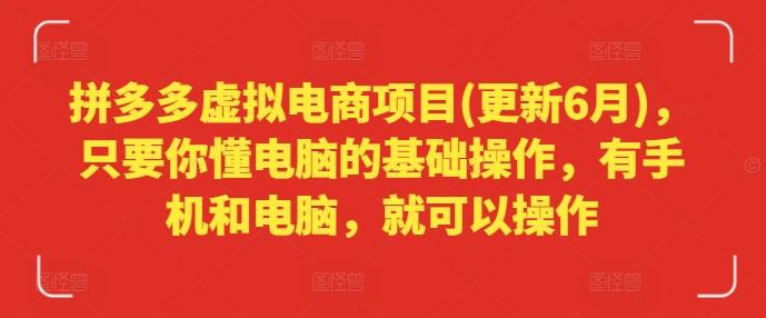 拼多多虚拟电商项目(更新6月)，只要你懂电脑的基础操作，有手机和电脑，就可以操作-缘艺创业网