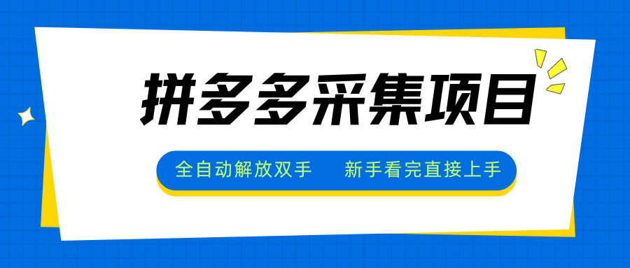 拼多多采集项目，全自动解放双手，单号日入30+-缘艺创业网