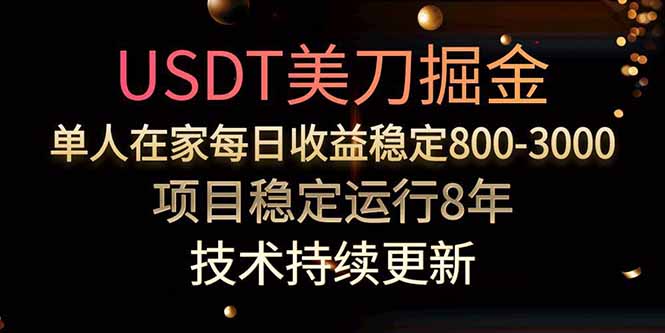 USDT美刀掘金，单人每日收益800-3000，稳定运行8年-缘艺创业网