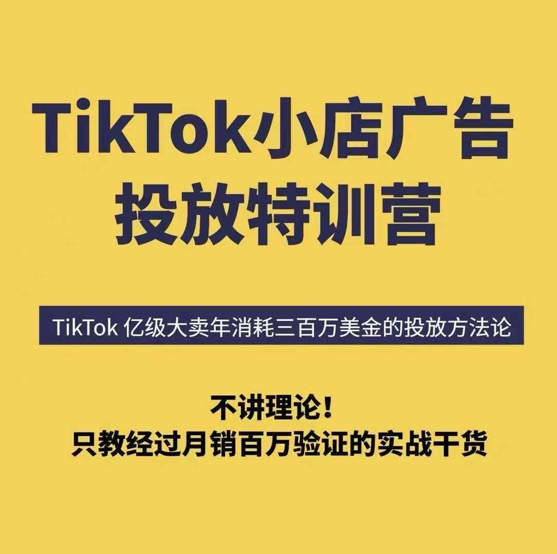 TikTok小店广告投放特训营，6天破局计划专治各种“投不动”，教你经过月销百万验证的实战干货-缘艺创业网
