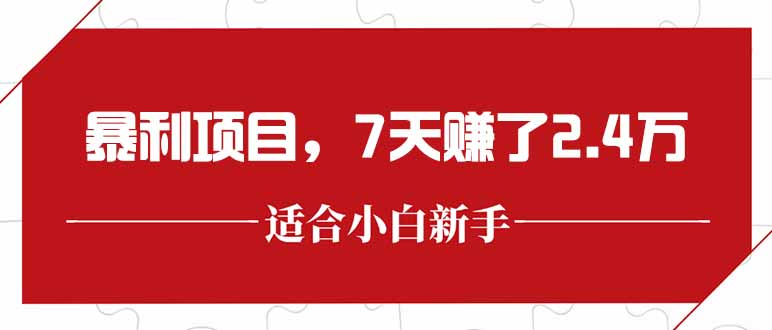 最新暴利项目，每单收益轻松在300以上，7天赚了2.4万-缘艺创业网
